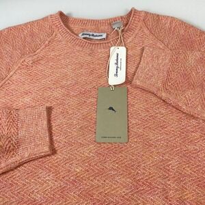 Tommy Bahama Mens L Dubarry Coral Soundscape Crew Sweater NWT Zig Zag